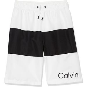 Calvin Klein Black&White Boys' Swim Trunk with UPF 50+ Sun Protection, 14-16, Bl